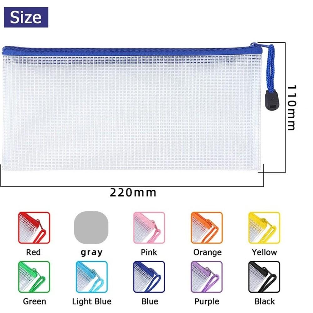 Thick Mesh Zipper Pouch Waterproof Bill Storage Bag Multipurpose Stationery Organizer  Students