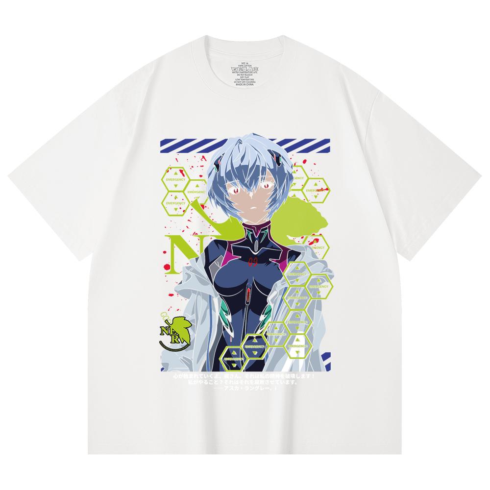 230 Gsm 100% Cotton Evangelion V6 Rei Print Unisex Heavy Cotton T Shirt