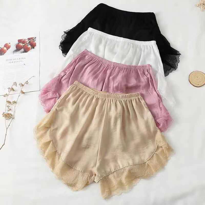 Plus Size Sea Island Silk Safety Shorts - Breathable, Anti-Exposure, Silky Lace Underwear for Young Girls