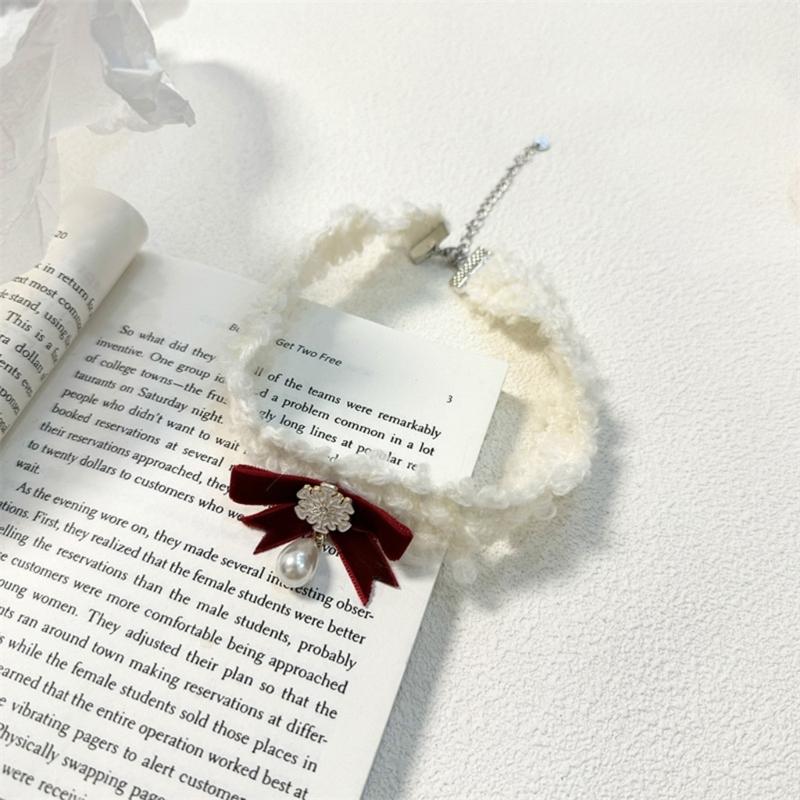 Bohemian Snowflake Pearl Necklace Bowknot Pendant Clavicle Chain Christmas Bows Collarbone Chain for Women Girls