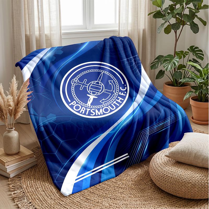 Coperta Morbida in Pile Flanella Portsmouth FC Leggera Accogliente Calda Coperta da Lancio per Divano Letto Decorazione Casa