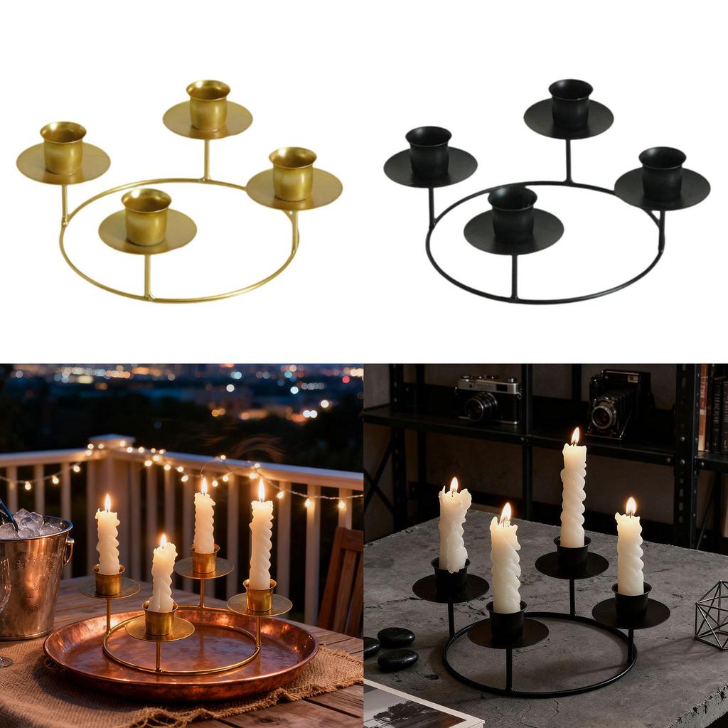 4 Arms Candle Holder, Fashion Iron Candleholder, Centerpiece Decorative Candle Stand for Living Room, Bedroom Decoration