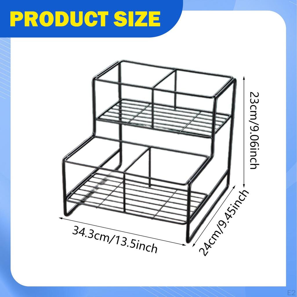 Syrup Bottle Stand Holder, Seasoning Organizer, Metal Storage Rack for Coffee Station Family Kitchen