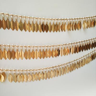 90cm Ethnic Style Fringe Trim Metal Sequin Chain Trim Sewing Tassels Fringe Beaded Ribbon Craft Waist Chain Garment Accessory