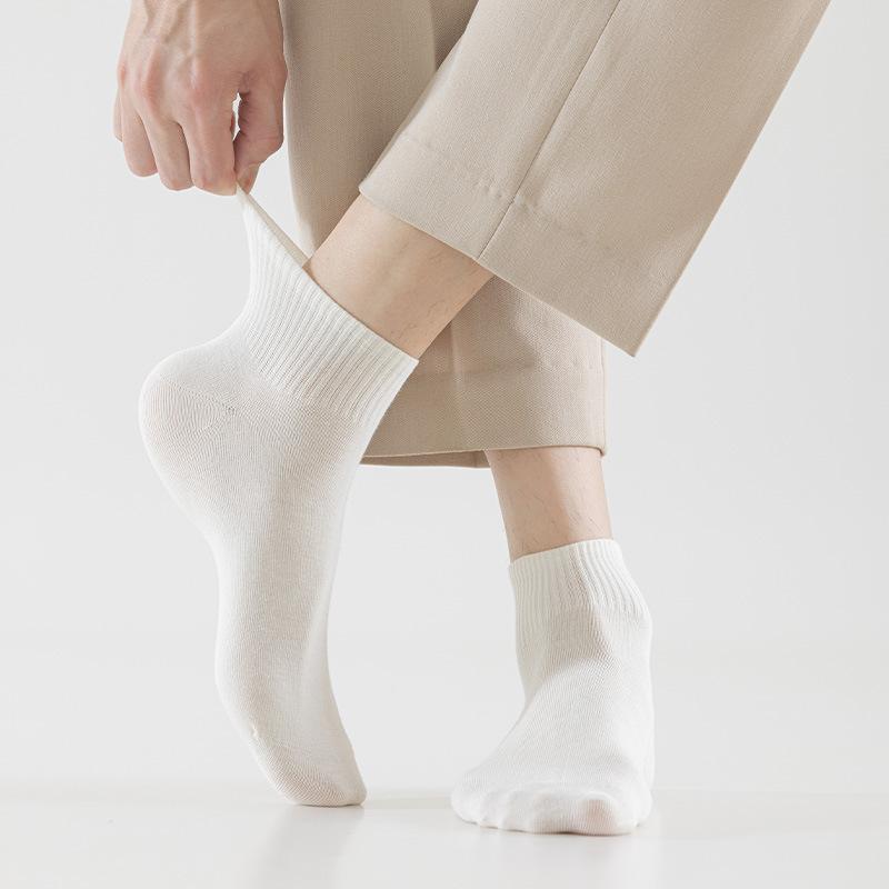 Solid Color Handmade Eye-To-Eye Breathable Sports Socks Fashionable Versatile Combed Cotton Sweat-Absorbing Business Casual Socks