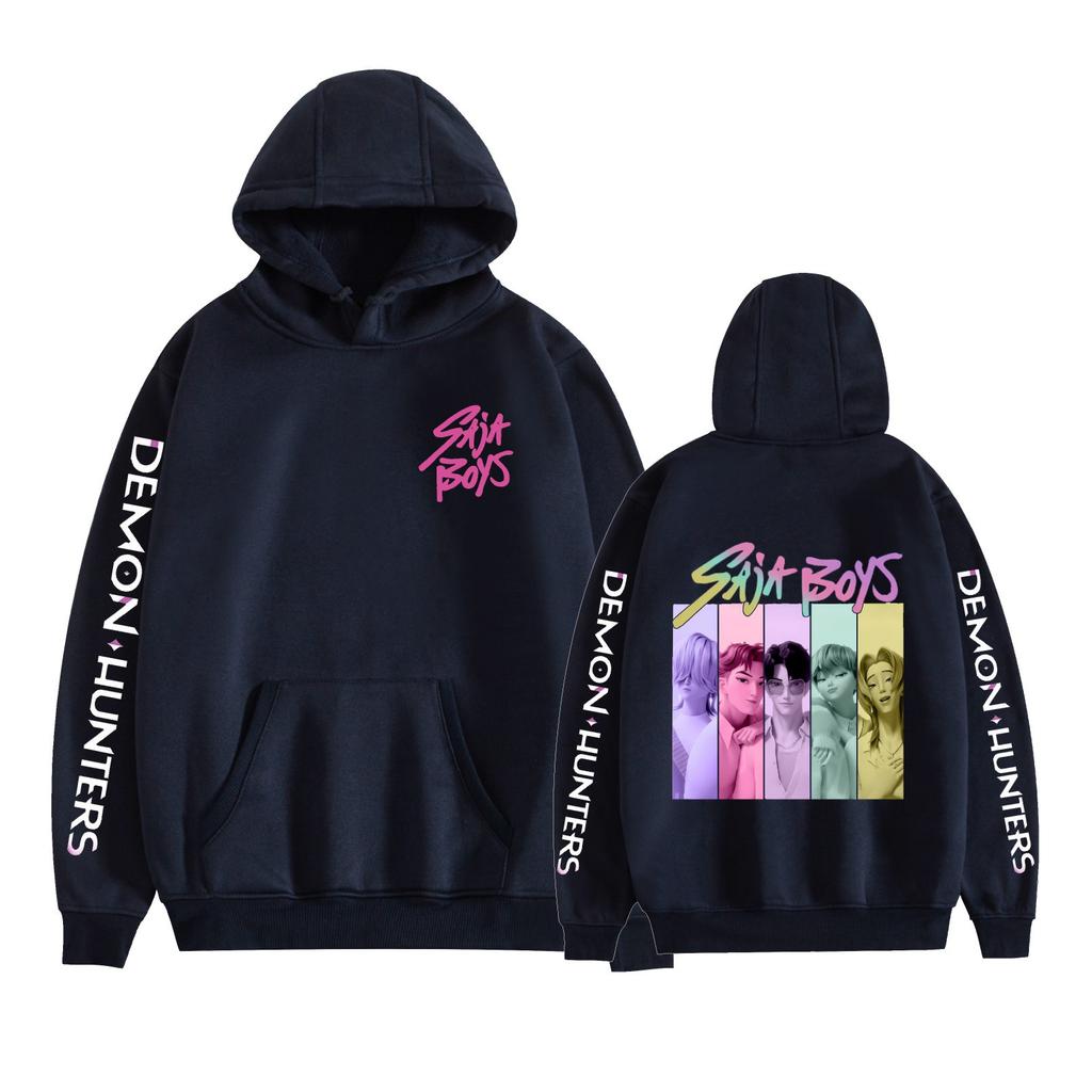 Men Women's Fleece Hooded KPop Demon Hunters Anime Printed Spring Autumn Pullover Sweatshirt Fashion Hoodie Casual New Men Tracksuit Streetwear