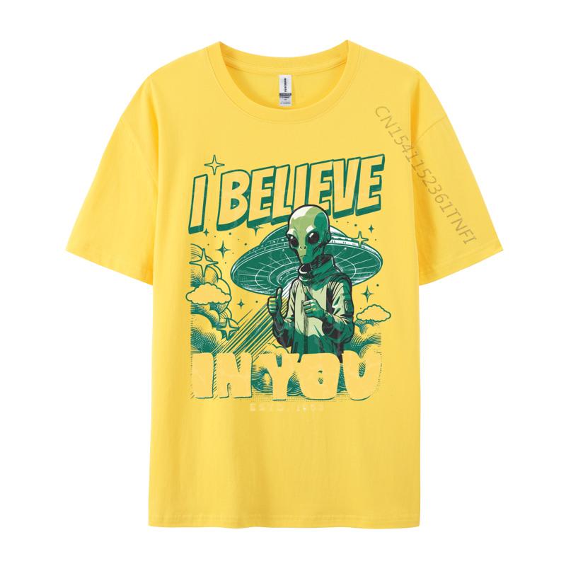 High Quality 3D Printing Tshirts Alien I Believe in You Tshirts 100 Cotton Tops Tees for Men Tops T Shirt