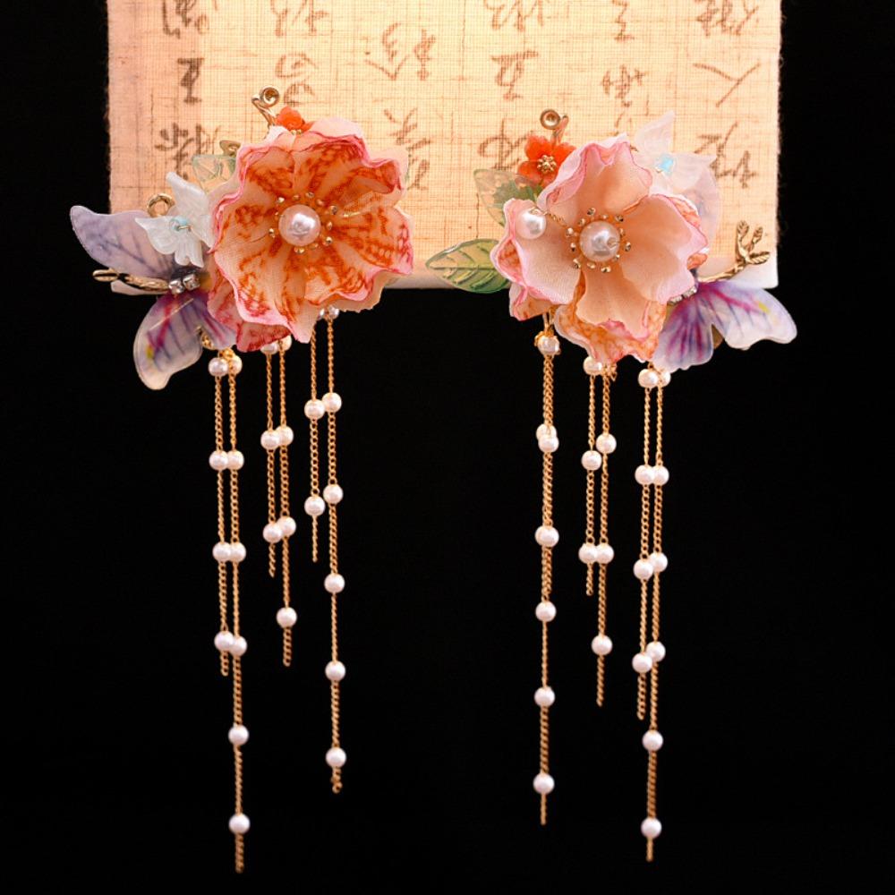 Ancient Tang Dynasty Hairpin Pearl Hanfu Headwear Elegant Flower Hair Comb  Jewelry