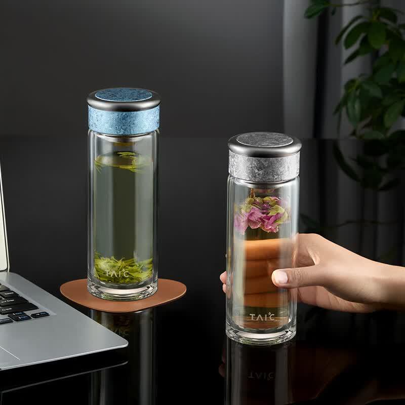 TAIC Pure Titanium Double-Layer Glass Tea Cup