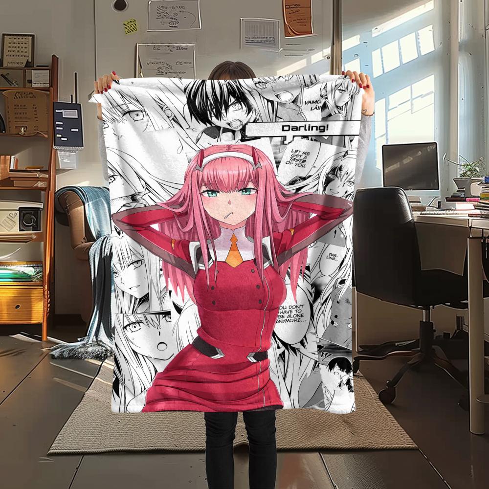 1PC DARLING In the FRANXX Zero Two Print Flannel Blanket, High Quality All Seasons, Home Decor, Warmth and Comfort, Perfect for Christmas Gifts
