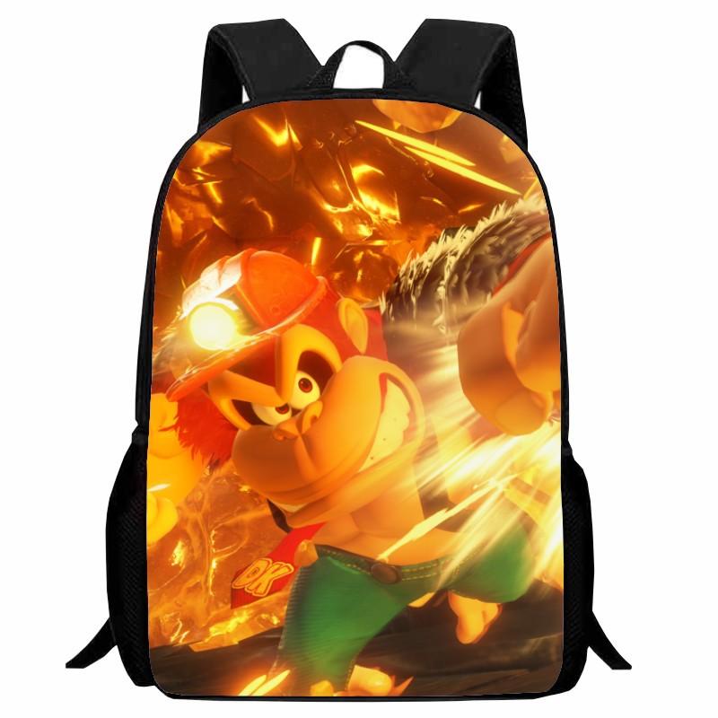 Donkey Kong Bananza, full-open student schoolbag, cartoon backpack, male