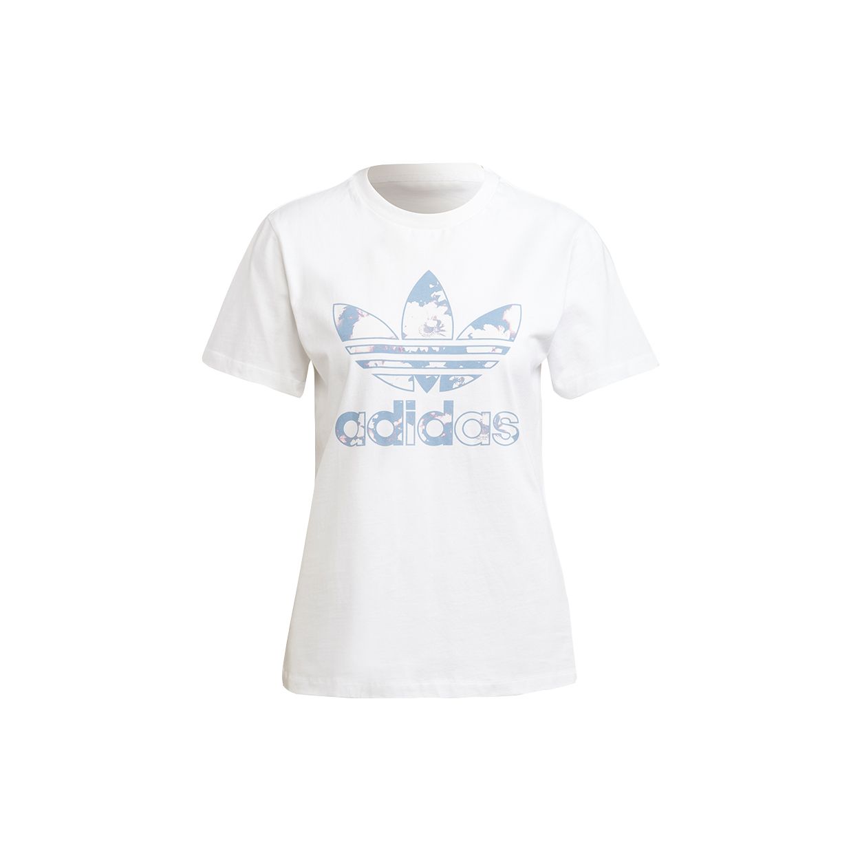Adidas Оригинальная футболка с крупным американским логотипом Trefoil, винтажная, с круглым вырезом, коротким рукавом, женская, белая, H20406 30