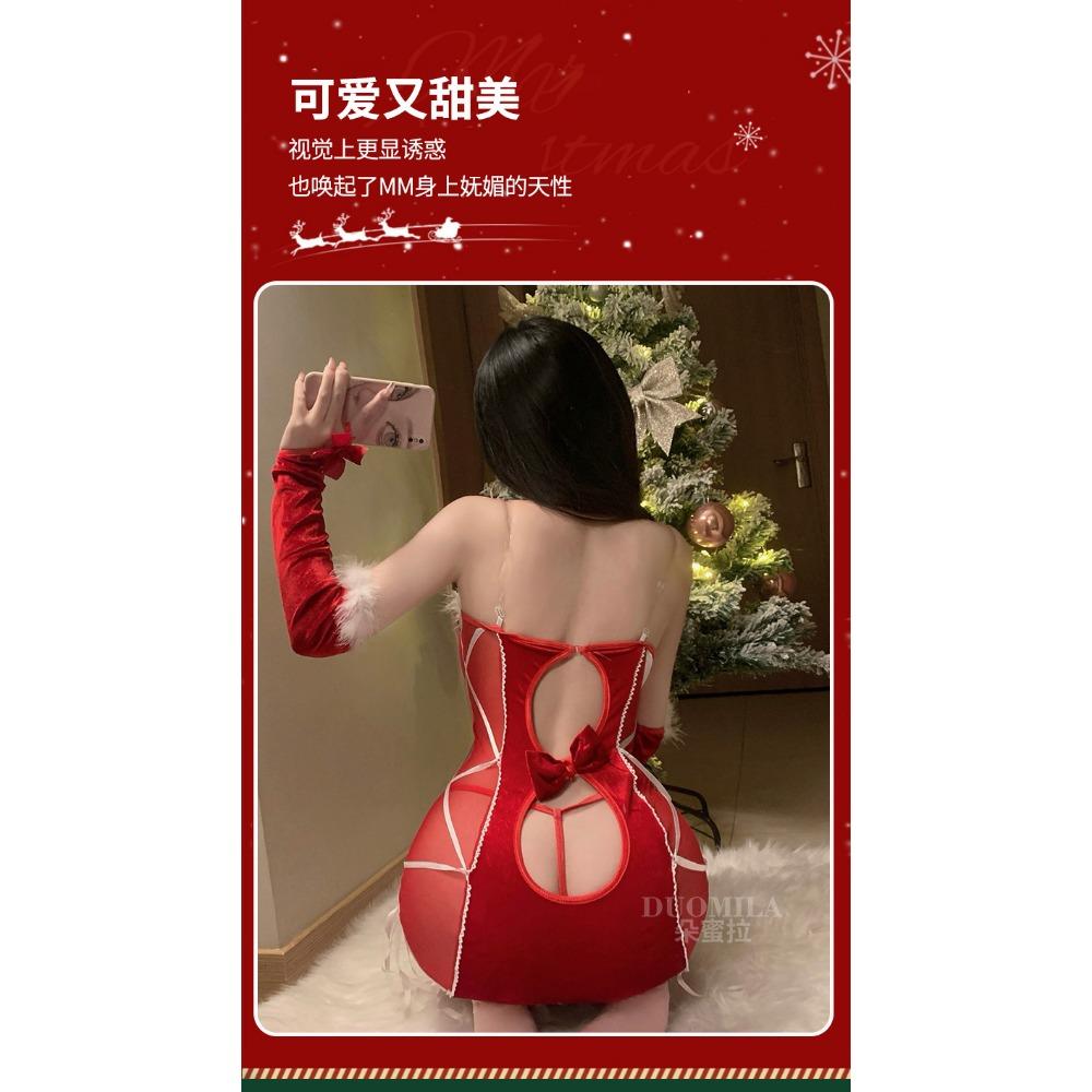 Domila Sexy Underwear Sexy Tube Top Christmas Clothing Pure Desire Hip Wrap Short Skirt Passion Hollow Sao Uniform Temptation