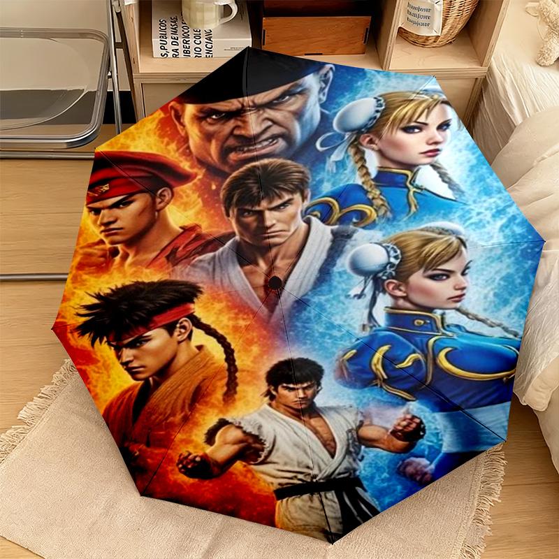 Street Fighter Ii Characters Automatic Umbrella - Suitable Travel Portable Umbrella Outdoor sun shading umbrella Suitable For All Seasons