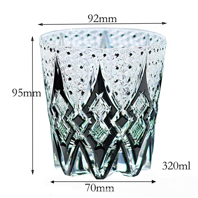 Hand-Carved Edo Kiriko Thistle Crystal Whisky Glass