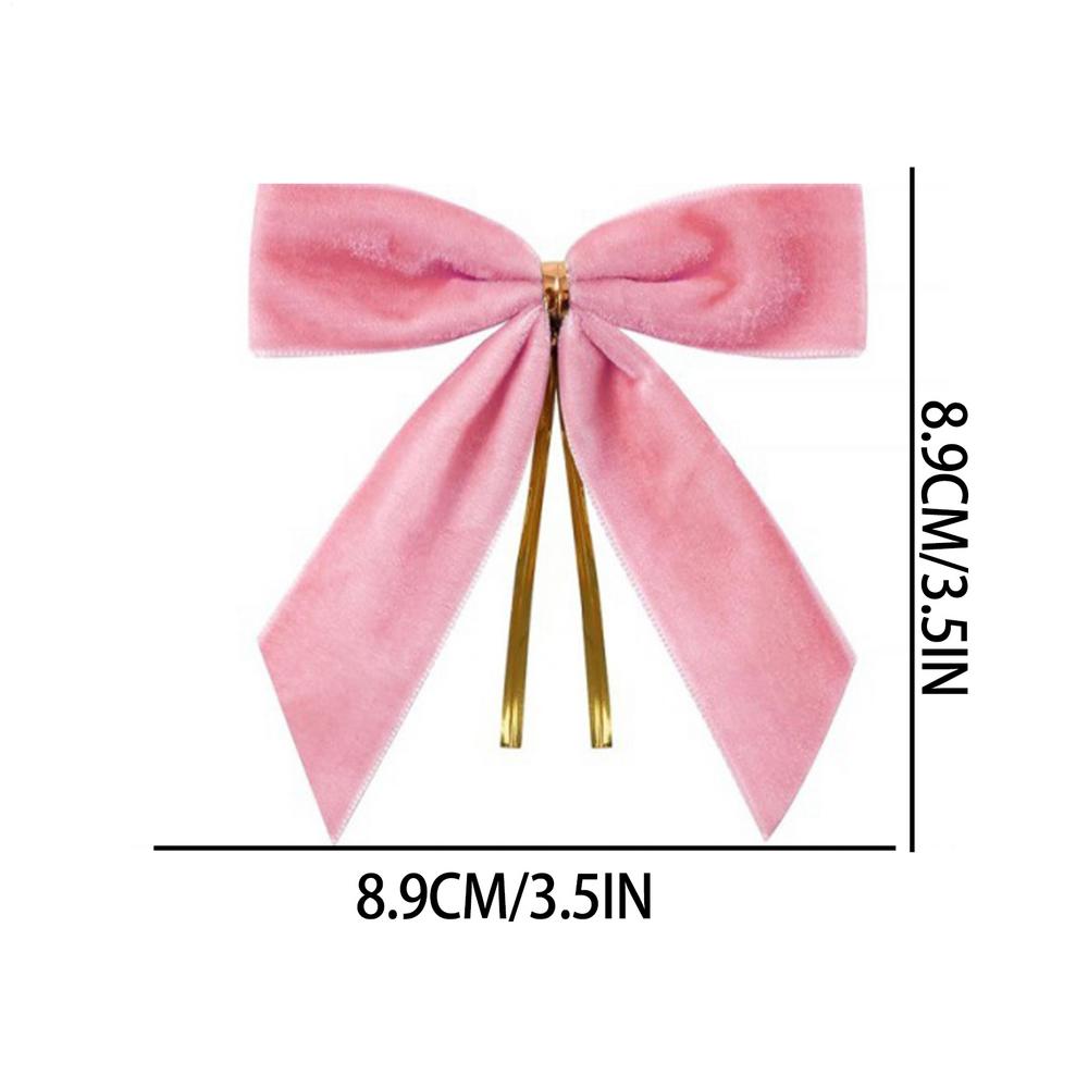 Small Christmas Tree Velvet Bows 24Pcs/set Christmas Holiday Gift Wrapping Knotted Bows For Parties Candy Snack Bags