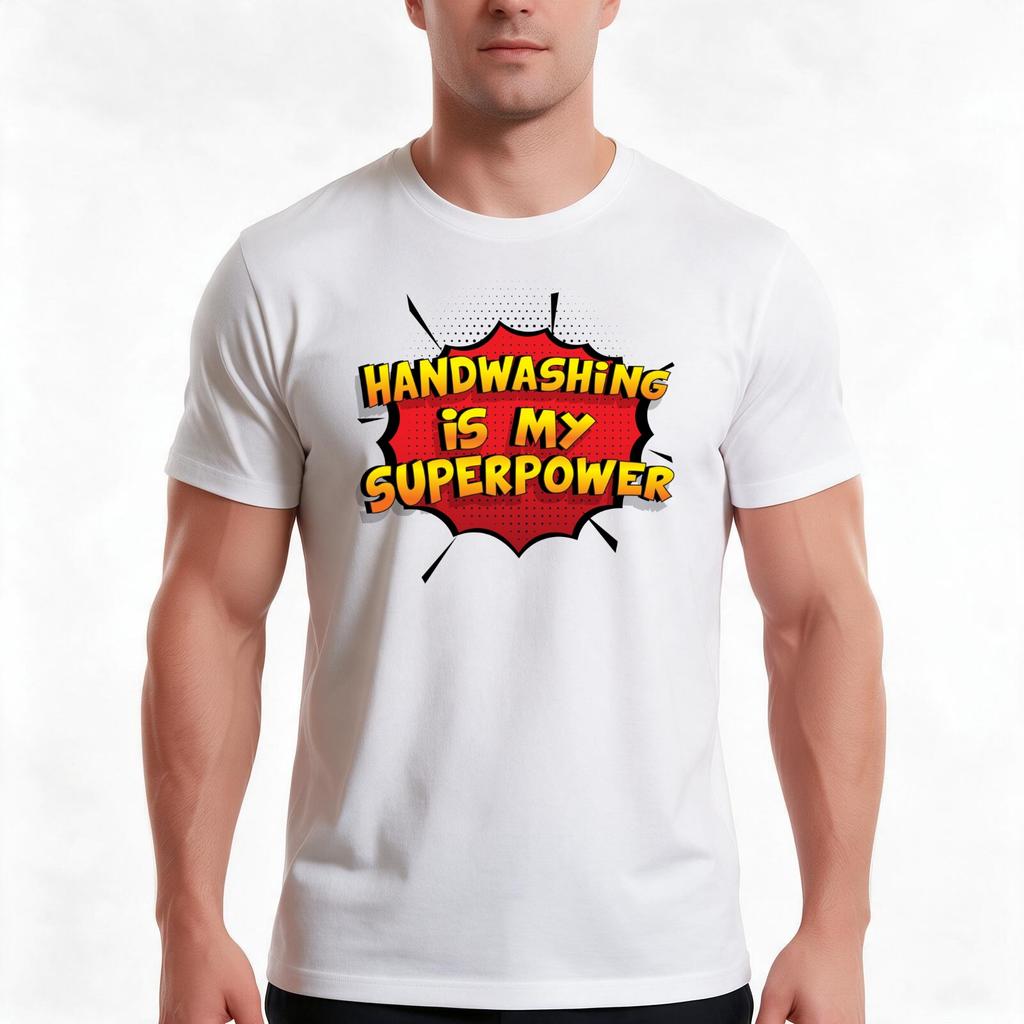 Handwashing Is My Superpower Funny Design Handwashing Gift Tshirt Summer Casual Cotton Tee Oversized Streetwear Tops