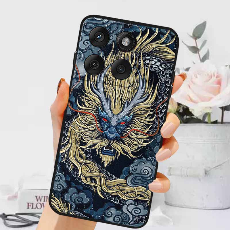 3D Emboss Cases For Edge 60 Fusion / Edge 60 Pro Relief Embossed Retro Silicone Back Cover For Edge 60 Stylus Black Funda 60 Pro