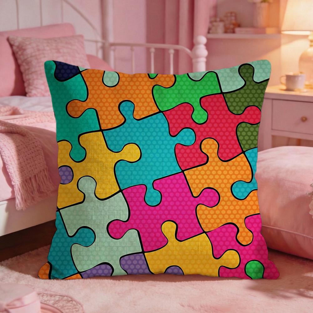 DecorPuzzleS Cushion Cover Premium Comfort Reversible Pillow Cove Two in One Design for Any Room Car Interior