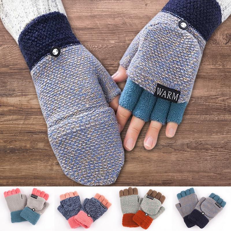 

Мужские и женские зимние перчатки, вязаные теплые варежки, перчатки с полупальцами, сенсорный экран WBL