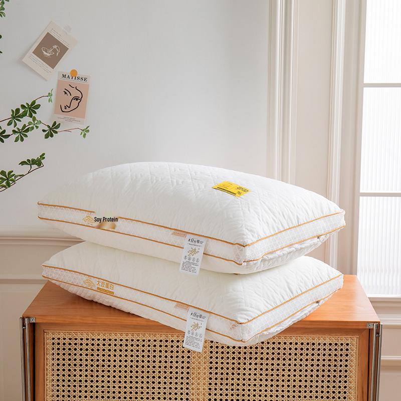 Almofadas de Apoio para Pescoço de Soja Classe A com Fronhas, Não Colapsáveis, 48x74 cm, Conjunto de 2.