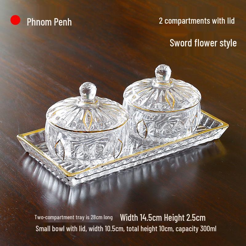 French Luxury Crystal Glass Candy Bowl: Exquisite Transparent Sugar or Jewelry Storage Jar