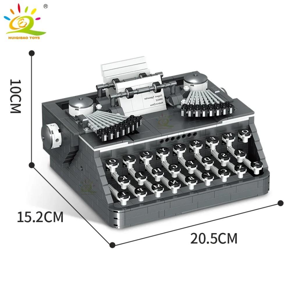HUIQIBAO Simulation Retro Typewriter Micro Building Blocks Mini MOC Bricks Model Constrution Children Toys for Kids Aldult