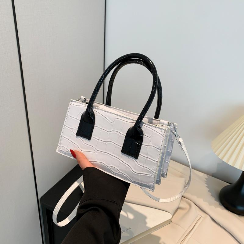 Modna torebka z łączonej tekstury 2025 wiosna nowa wszechstronna ins temperament mała kwadratowa torebka