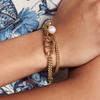 Dior Logo Design Metal Resin Pearl Bracelet Women Bracelet Gold N2611WOMMTD300