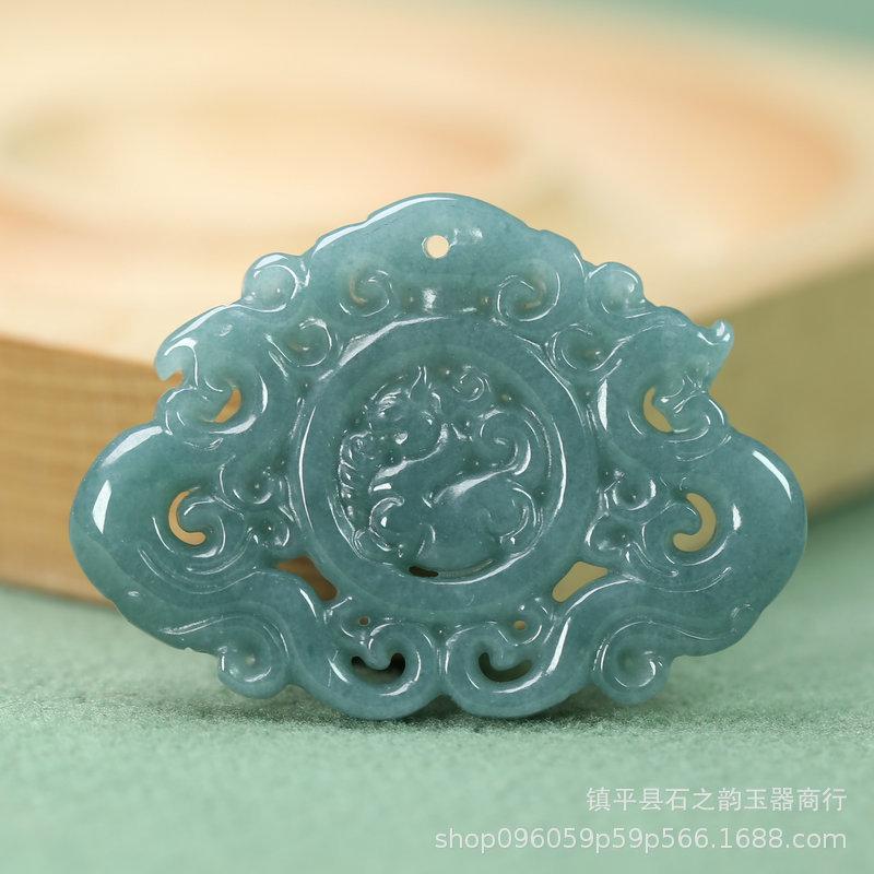 Подвеска-ожерелье с изображением Дракона и Феникса из сине-зеленого нефрита высшего сорта, унисекс, знак зодиака A131 A131