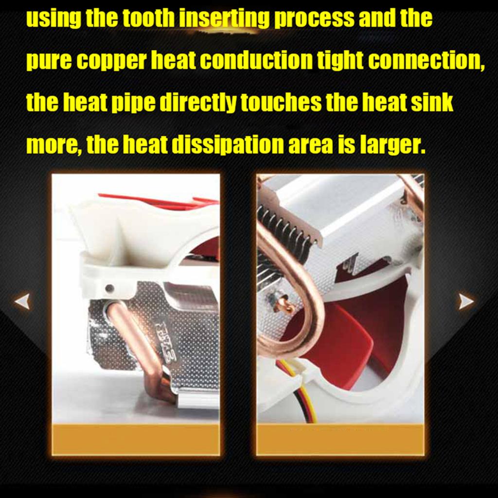 V6 4 Copper Heatpipes CPU Cooler Radiator 3pin CPU Cooling Fan For Intel775 1150 1151 1155 1156 120mm PC Quiet Heatsink