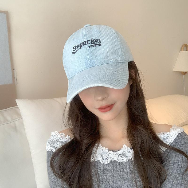 Washed Denim Black Baseball Cap Women's High Quality Baseball Cap Korean Style Trendy Face Slimming Sun Protection Baseball Cap Men