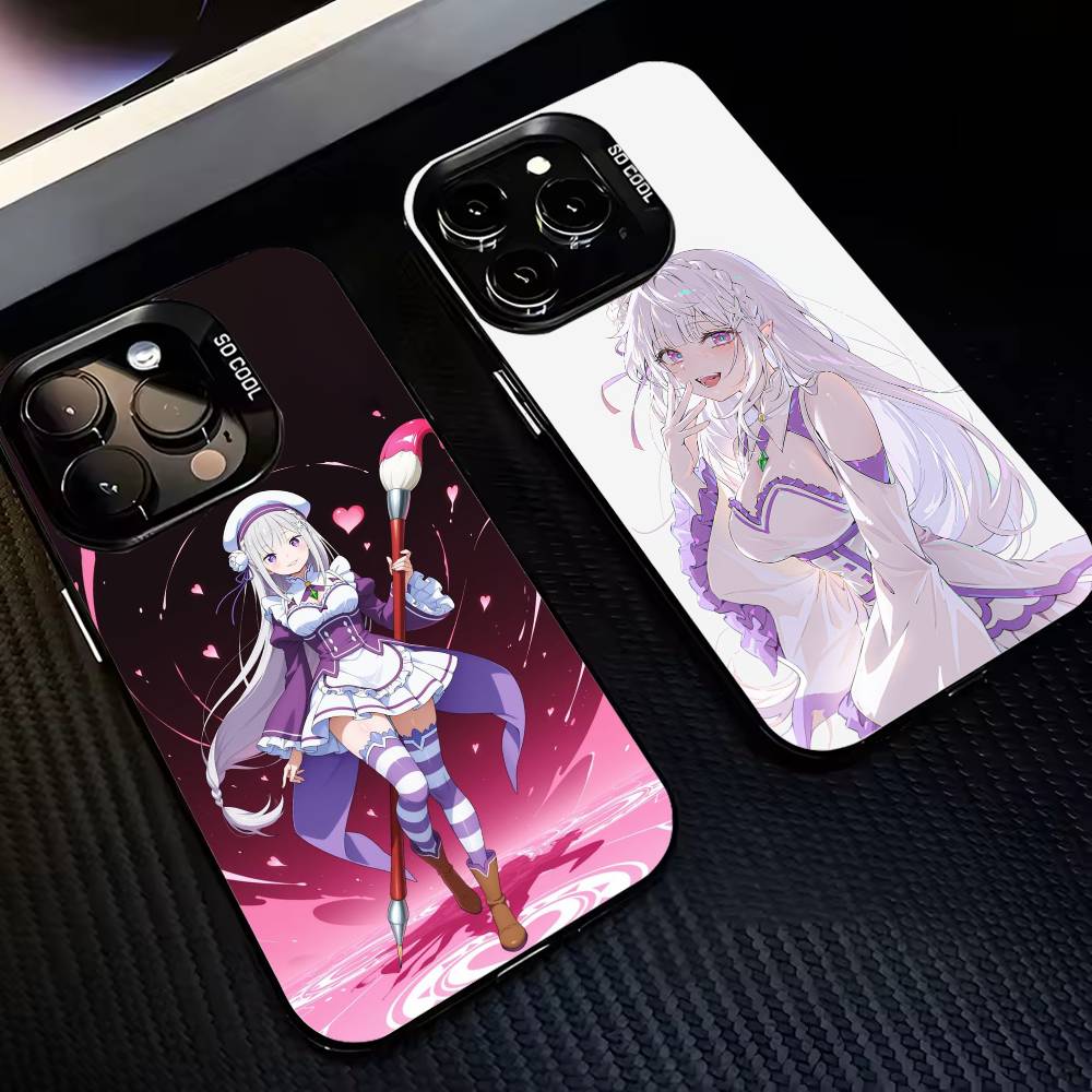 ReZero Starting Life E-Emilia-es Phone Case For iPhone 17,16,15,14,13,12,11 Plus,Pro Max,XS,Colorful Silver Black Cover