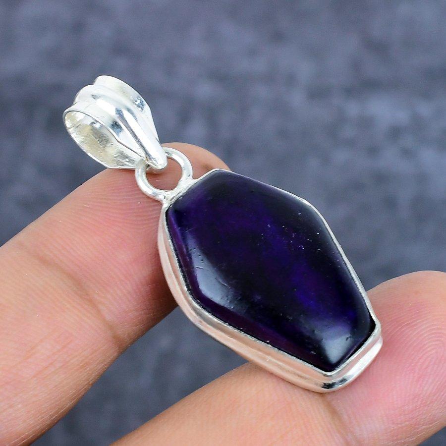Purple Labradorite Gemstone Handmade 925 Sterling Silver Pendant 1.62" G3p24