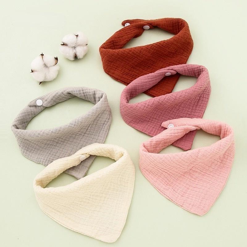 

Нагрудники для кормления, хлопковые аксессуары для новорожденных, однотонные кнопки, мягкое треугольное полотенце, детские нагрудники, детские нагрудники