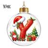 Festive Party Decor Accessories 26?Letter Acrylic Christmas Ball Ornament, 3D Crystal Style Alphabet Winter Holiday Supplies Hanging Pendant,