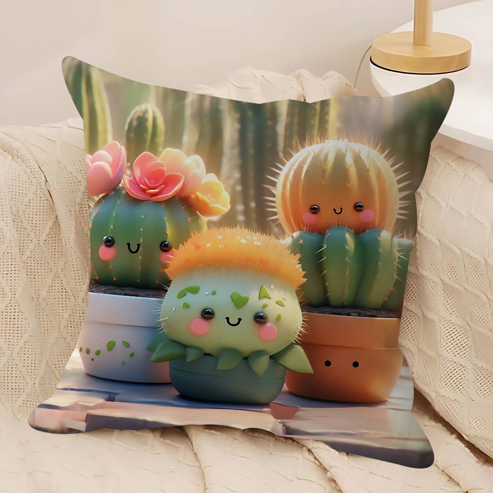 Niedlicher Cartoon Sukkulenten Kissenbezug Kissenbezug Deko Kissenbezug Bedruckter Kissenbezug für Couch