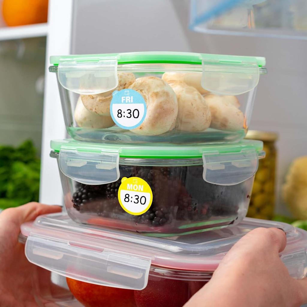 3500pcs Removable Days of The Week Stickers Round, from Monday To Sunday Food Label Weekday Stickers Dissolvable Food Tab Tag Waterproof Expiration