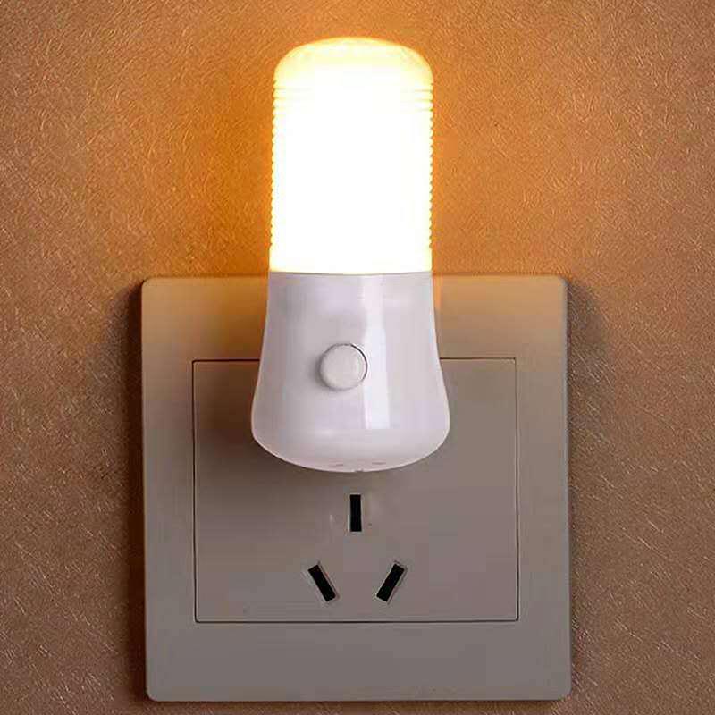 1Pc Kid Children'S Room Bedside Lamp Cold Warm White Mini Led Night Lights Shape Automatic Bedroom Decor Us Plug Wall Lamps