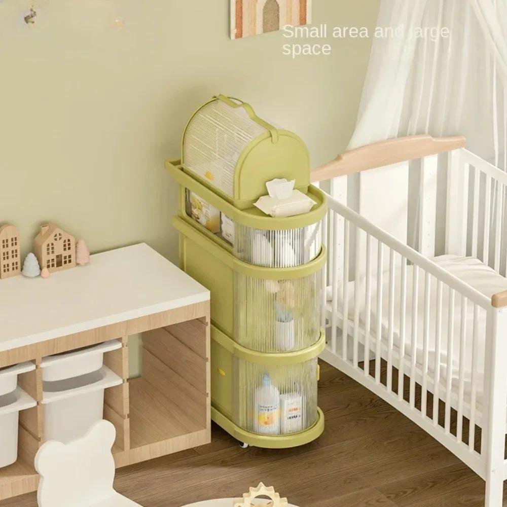 Children Storage Cart PP Material Floor Standing Bedroom Home Trolley Multi-storey Portability Foldable Products Storage Shelves