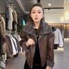 Winter new leather jacket fur jacket women wear lapel fur integrated leather jacket imitation mink velvet jacket