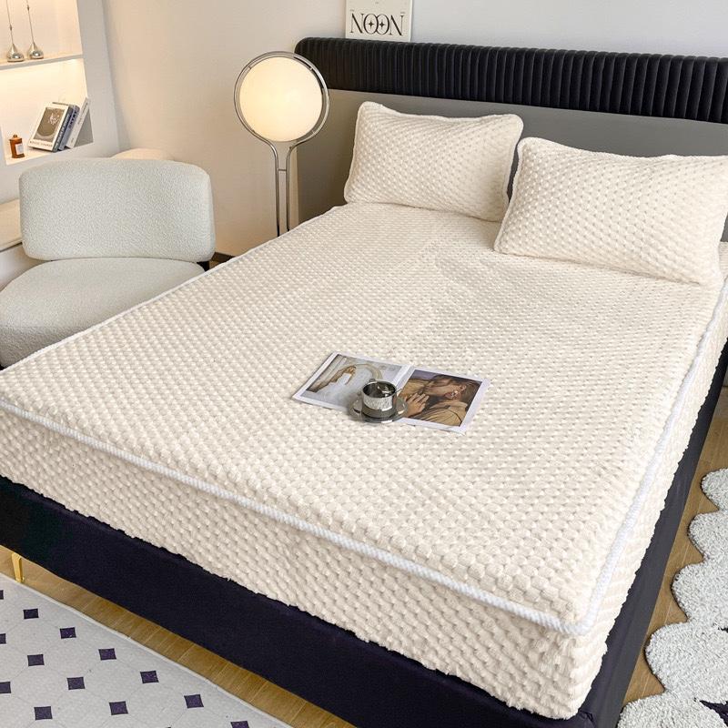 1ks Plain Bed Cover Teplé prostěradlo pro zimní fundas de colchón Elastické prostěradla Plyšové chrániče matrací(Žádný povlak na polštář)