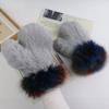 Winter Women Thick Style Real Rabbit Fur Gloves with Fox Fur Outdoor Keep Warm Real Rabbit Fur Mittens Girls Fashion Glove
