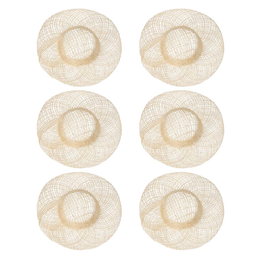uxcell 6-Pack Mini Straw Hats, 3-inch Knitting Miniature Doll Straw Hats, Dollhouse DIY Craft Decorative Accessories, Mini House Clothing