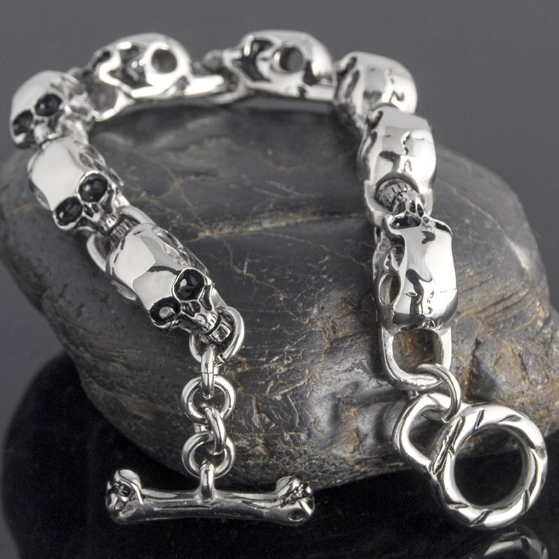 Solid Stainless Steel Men's Bracelets Punk & Hippe's 9MM Skulls Ghost Chain Bracelet Men Masculine Halloween Jewelry Accessories