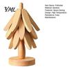 Insulated Coaster for Hot Pots Collapsible Wooden Trivets Dishes, Christmas Tree Shaped Pot Mat Table, Wood Heat Compact Storage Trivet Set Resistant