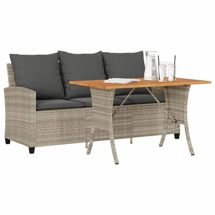 VidaXL Canapé de jardin 3places coussins et table gris clair polyrotin, canapé d'extérieur, canapé de jardin 3 places, 4103859