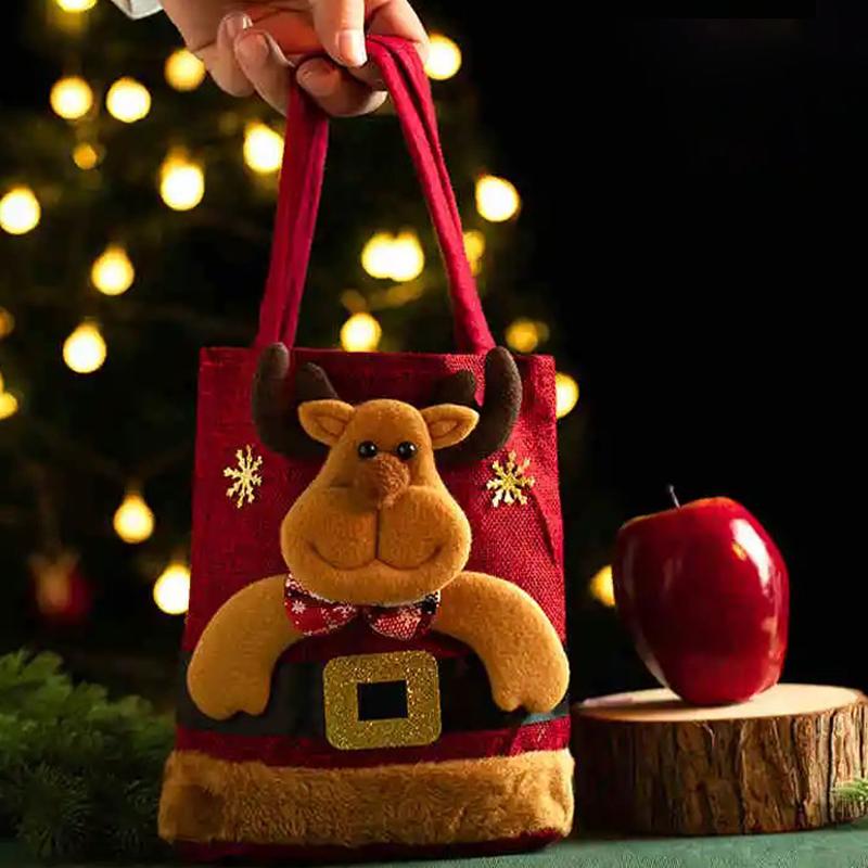 

1-20PCS Christmas Tote Bags Snowman Reindeer Santa Claus Gift Bags for Kids Candy Storage Bags Xmas Party Holiday Decor Supplies As Shown&1PC олений