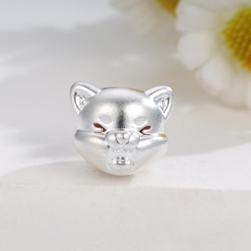 Sterling Silver 999 Screaming Mango Dog Handmade Beading Accessories: Pure Silver Painted Dog Loose Beads