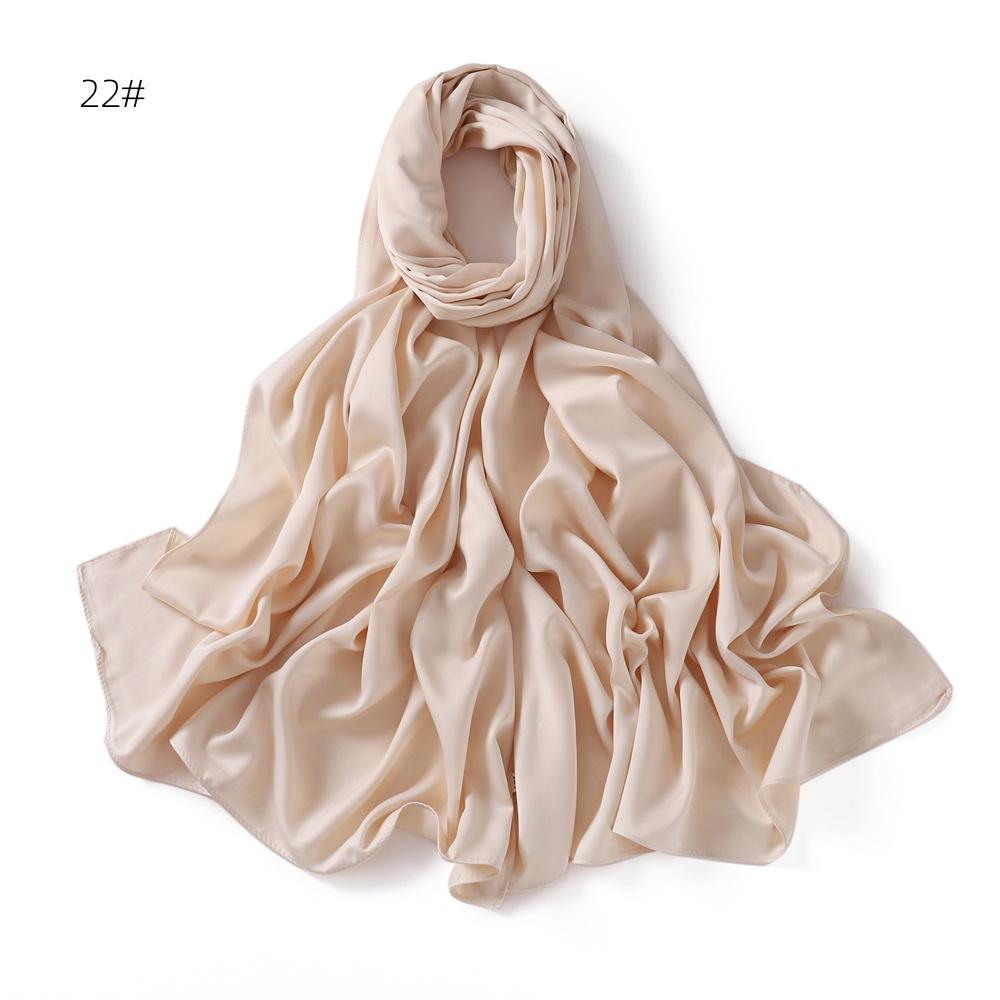 New Luxury Medine Silk Scarf For Women Muslim Plain Hijab Long Shawls Big Size Headscarf Wraps Islamic Turban Headband Bandana